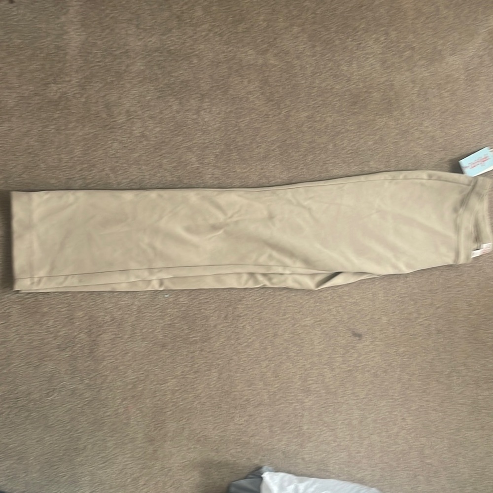 Stretchy Khaki slacks uniform style w bottom and zipper